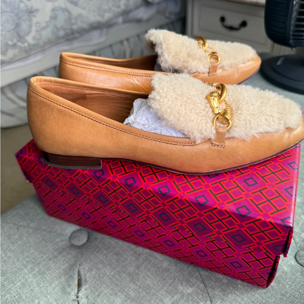 Tory Burch Sherpa and Leather Jessa Loafers